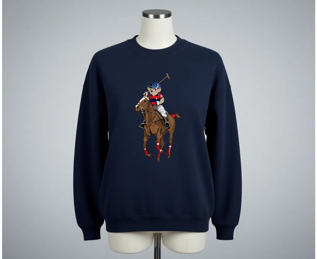 Mad&Calf Unisex Teddy Cowboy Baskılı Bisiklet Yaka Oversize Sweatshirt görsel 8