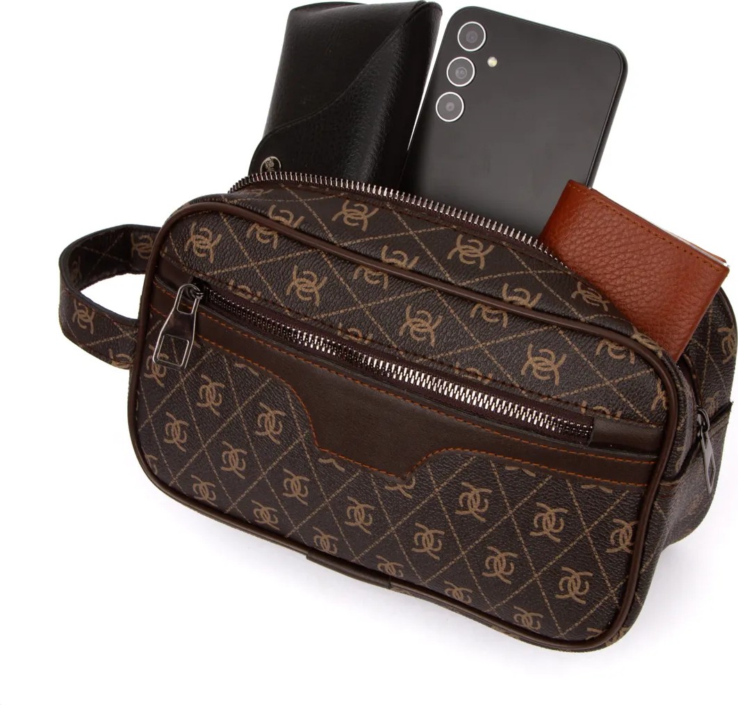 Tuldar Erkek Siyah Deri Portföy Clutch Traş Kozmetik Bakım Ve Günlük El Çantası (14X24CM) tul374 görsel 5