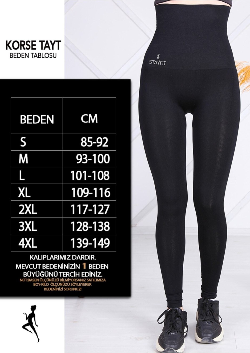 Stayfit Kadın Siyah Yüksek Bel Toparlayıcı Korse Tayt XL Esnek Kumaş ile Gün Boyu Rahatlık görsel 3