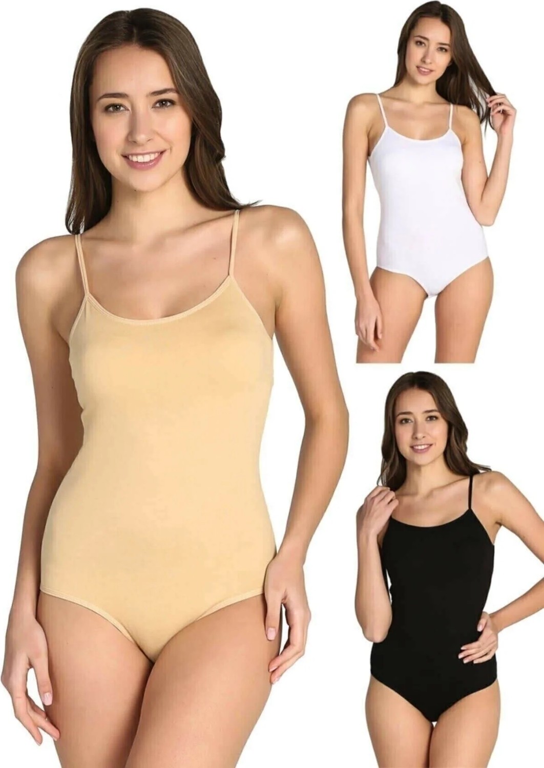 Tutku 3'lü Likralı İp Askılı Çıtçıtlı Kadın Body Beyaz görsel 3