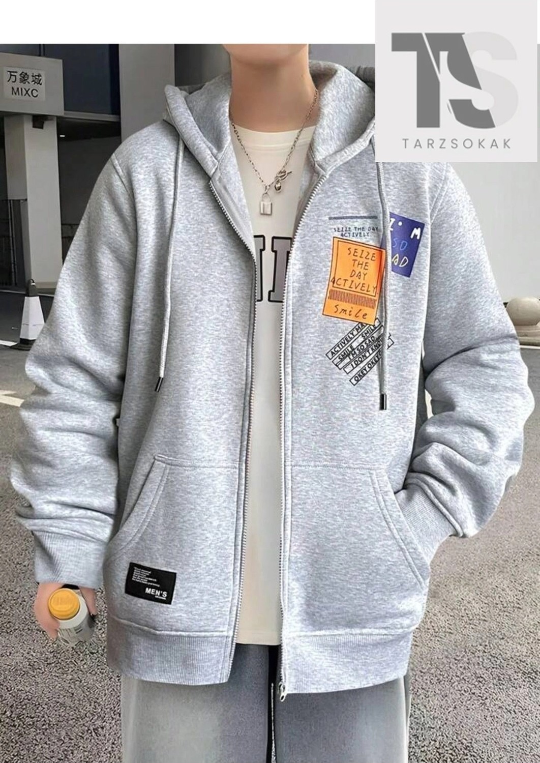 Tarzsokak Yazı Tasarımlı Sweatshirt Fermuarlı Hırka Unisex