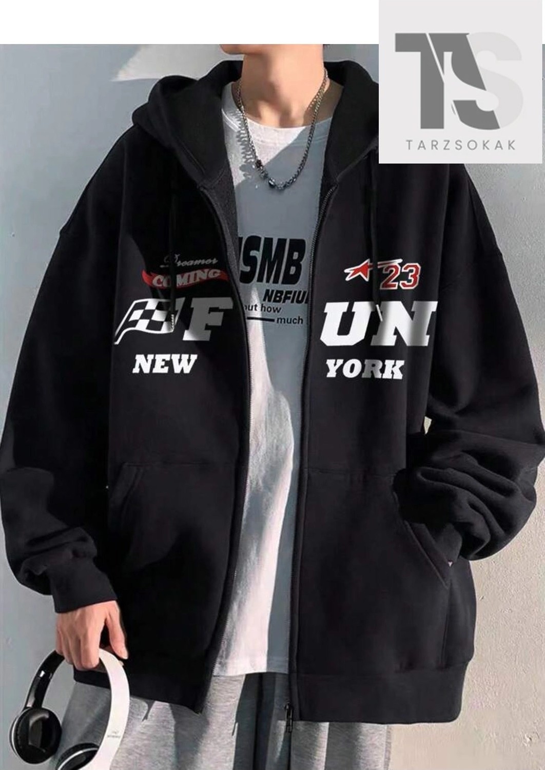 Tarzsokak 23 New York Sweatshirt Fermuarlı Hırka
