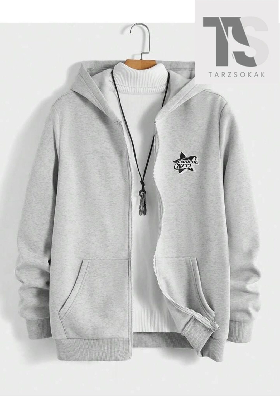 Tarzsokak Cynical 777 Sweatshirt Fermuarlı Hırka Siyah