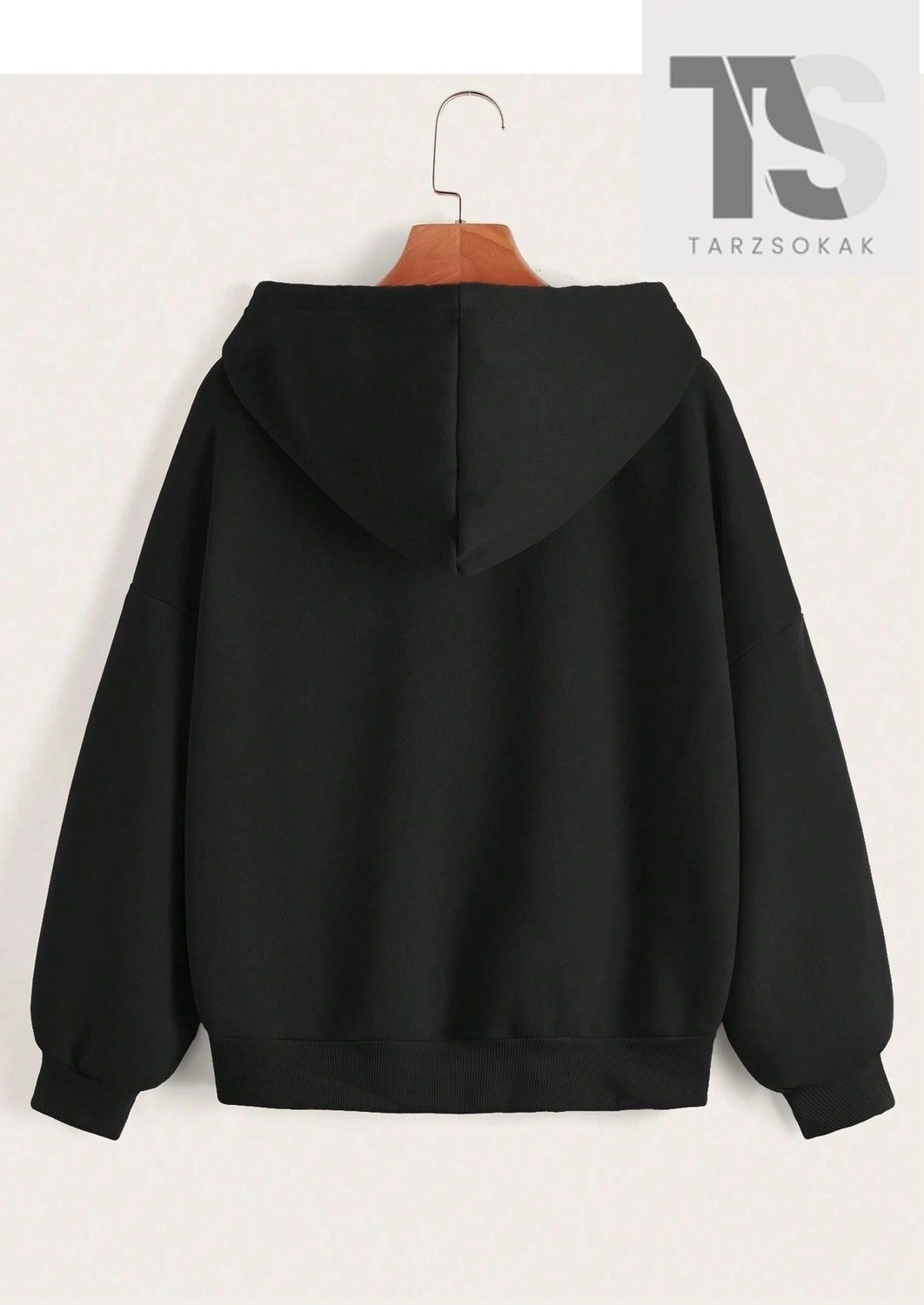 Tarzsokak Leopar Desen Kalpler Sweatshirt Fermuarlı Hırka Siyah görsel 2