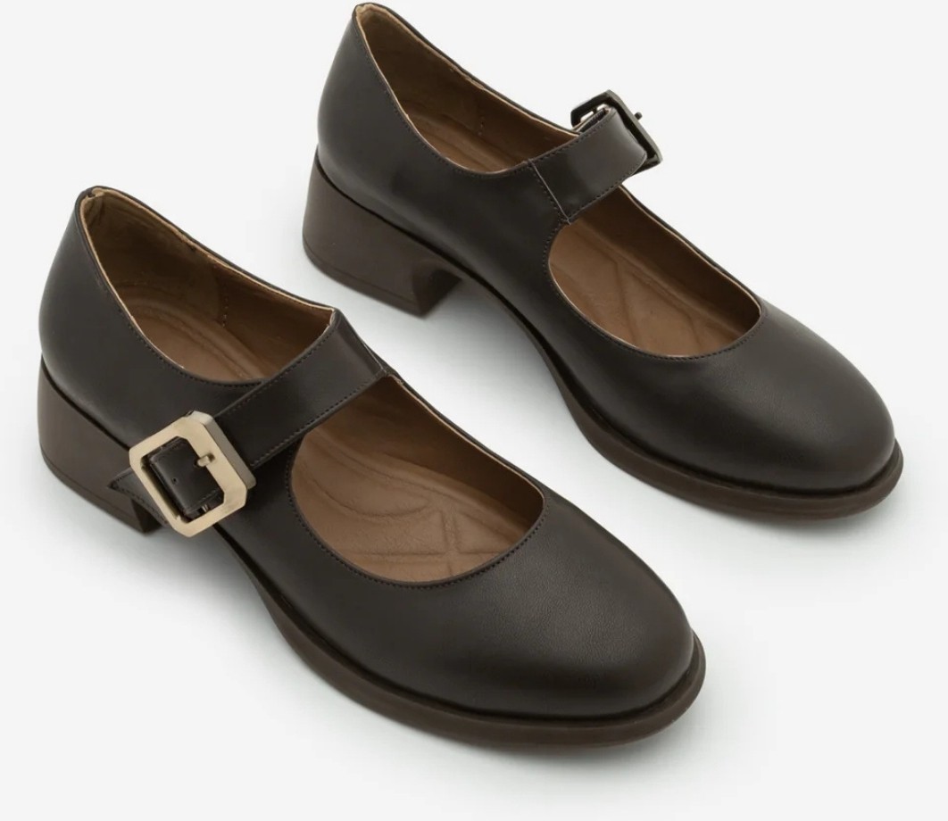 Marjin Kadın Tokalı Kalın Topuk Günlük Ayakkabı Loafer Meniz Kahve görsel 5