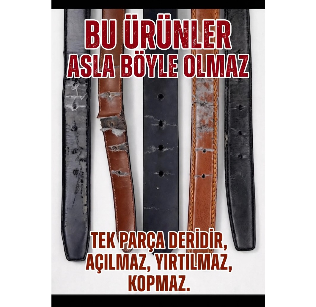 GoDeri %100 Hakiki Deri, 3lü Set Tek Parça Manda Derisi Siyah, Kahve, Taba 3.5 cm Kumaş Pantolon Kemeri görsel 8