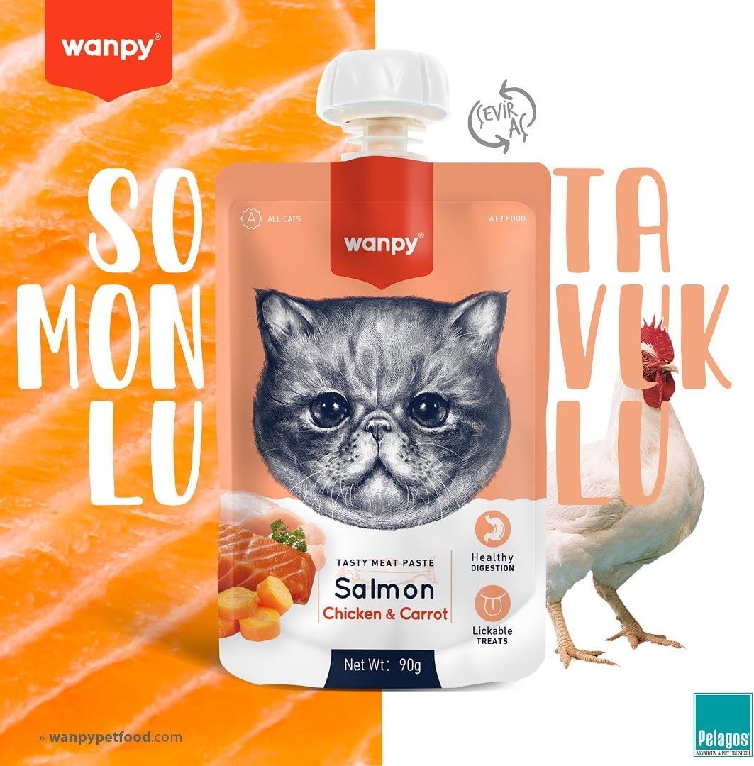 Aesco Wanpy Taze Somonlu&tavuklu Kedi Et Ezmesi 90 gr Tekli görsel 4