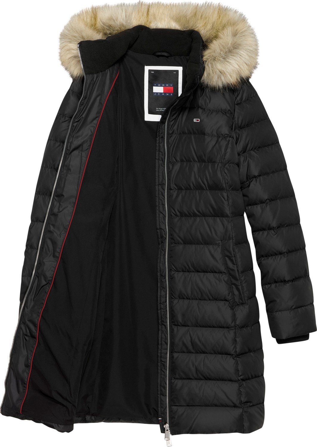 Tommy Hilfiger Kadın / Kız Marka Logolu Kapüşonlu Şık Görünümlü Full Fermuarlı Günlük Kullanıma Uygun Siyah Mont DW0DW18864-BDS görsel 2