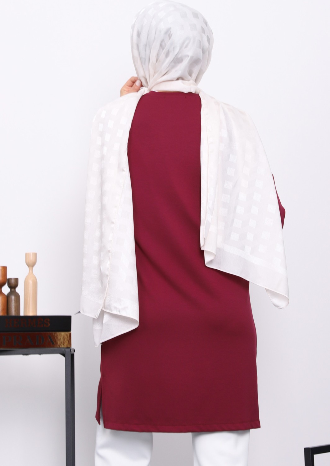 İmaj Butik Mürdüm Taş Baskılı Modal Tunik görsel 7
