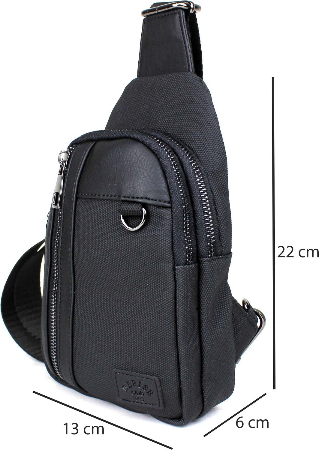 Derise Club Erkek Siyah Çift Kol Kanvas Çapraz Omuz Çantası Body Bag Çanta Göğüs Çantası görsel 3