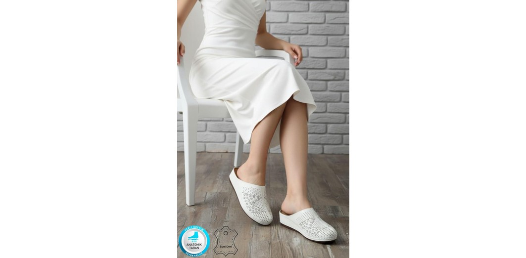 Neon Shoes Liza Kadın Sabo Medikal Doktor Hemşire Hastane Tam Ortopedik Önü Kapalı Ev Dışarı Terlik görsel 5