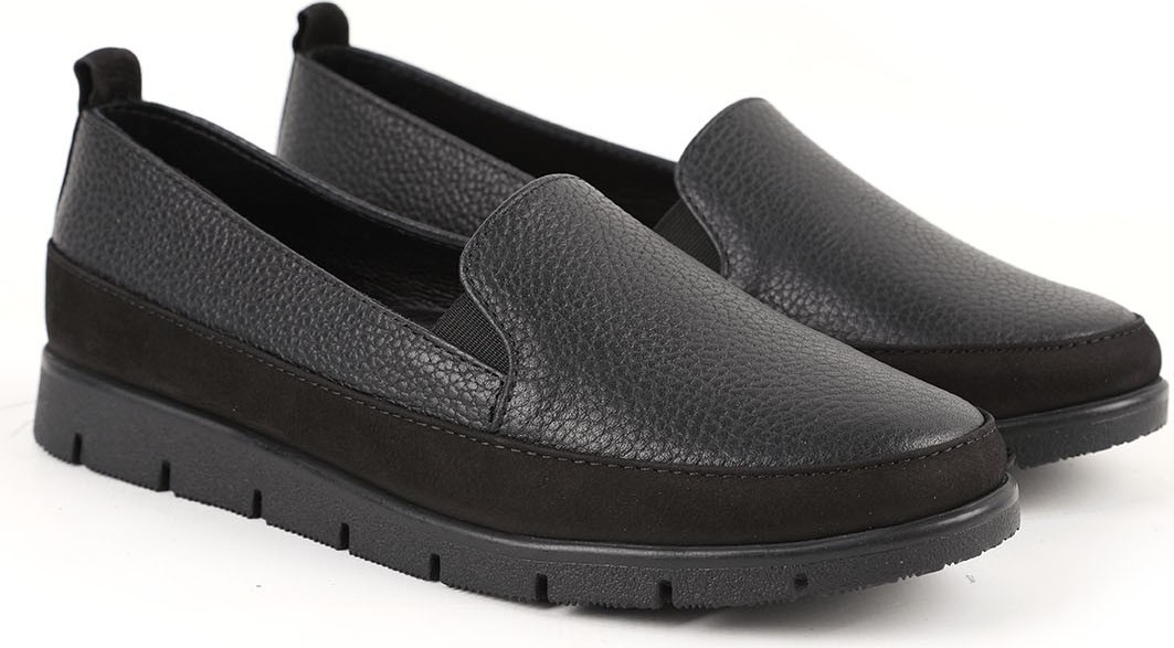 Libero L076.2274 Hakiki Deri Nubuk Garnili Esnek Lastikli Kalın Tırtıklı Taban Kadın Comfort Loafer Günlük Ayakkabı görsel 3