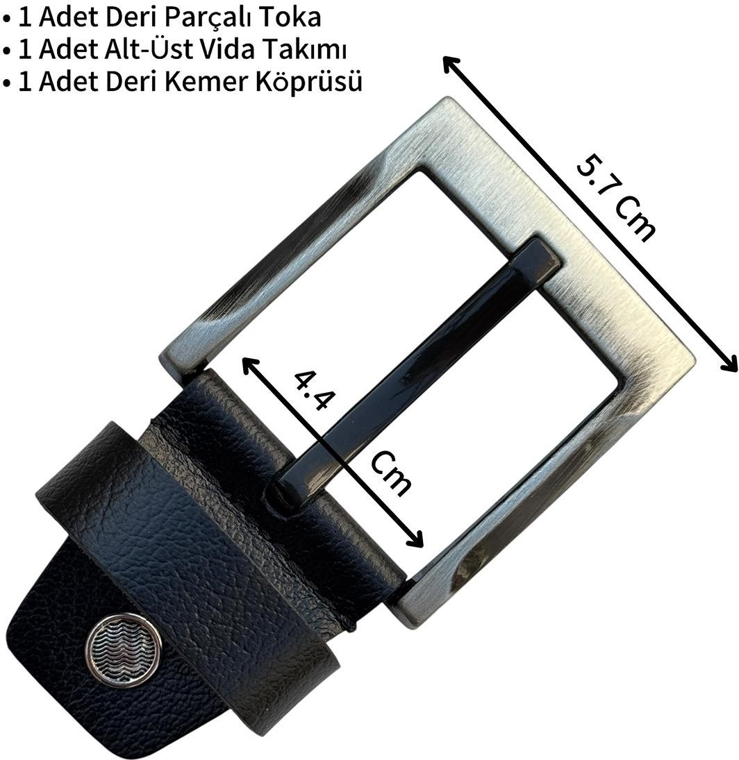 Süzer Deri Siyah 4.5 Cm. Yedek Kemer Tokası Deri Vidalı