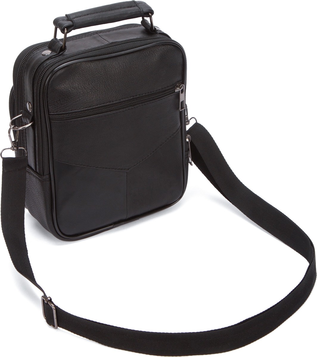 Sannora Bags Erkek Siyah Çelik Kasalı Hakiki Deri El ve Omuz Çantası Ayarlanabilir Askılı (Orta Boy ve Küçük Boy) görsel 5