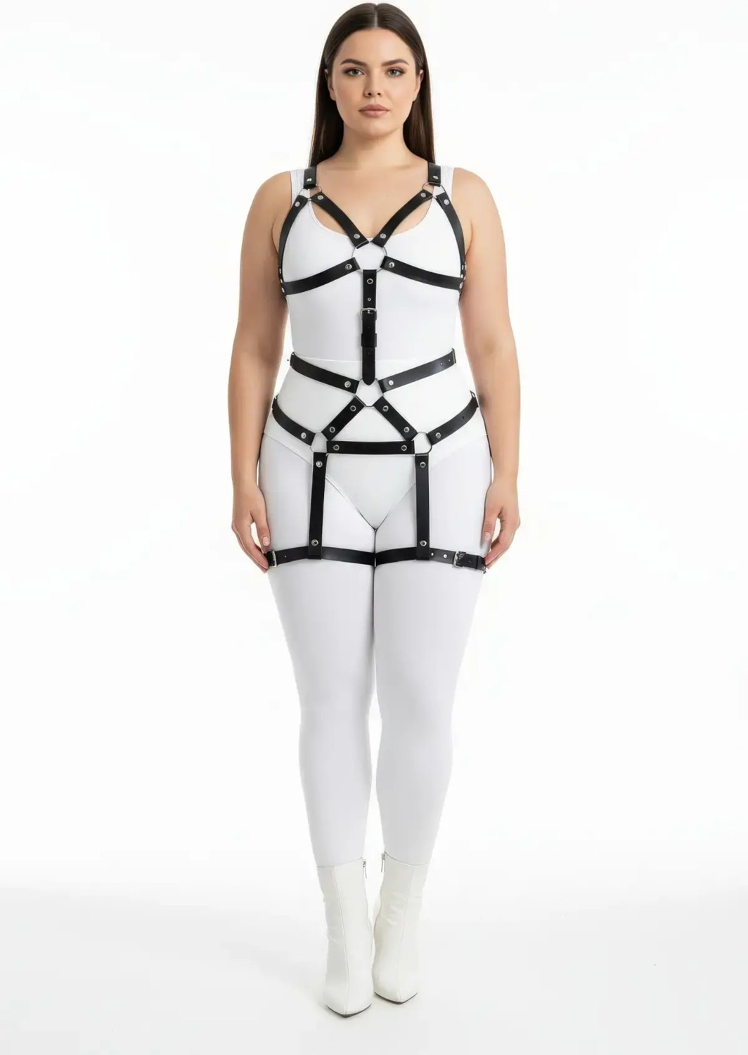 Motto10 Butik HDY MOTTO10 Butik Büyük Beden Siyah Kadın Harness Takım Deri Body Fantezi Aksesuar - APFT750 görsel 6