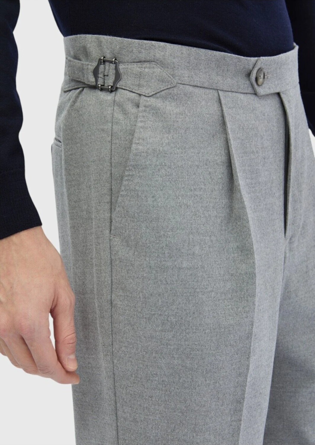 Ramsey Gri Düz Dokuma Loose Fit Casual Pantolon görsel 5