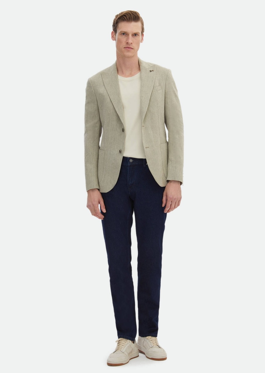 Ramsey Haki Desenli Zeroweight Slim Fit Pamuk Karışımlı Ceket görsel 2