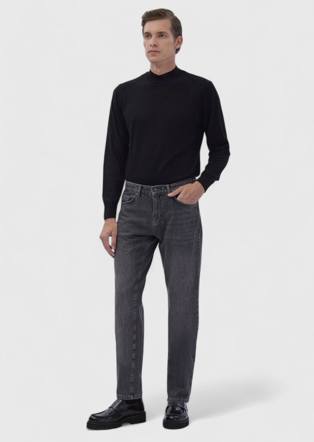 Ramsey Koyu Gri Düz Regular Fit Denim %100 Pamuk Pantolon