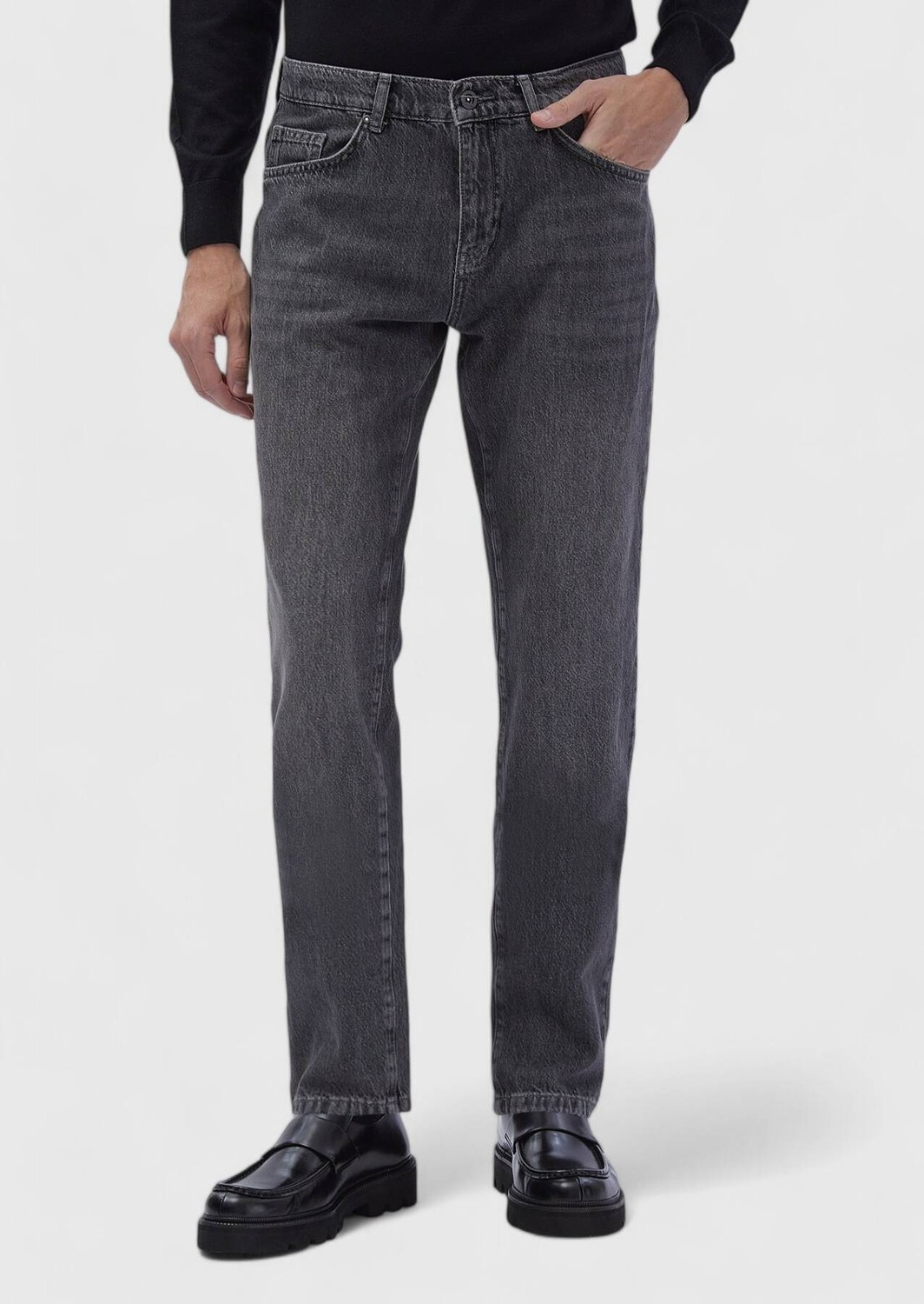 Ramsey Koyu Gri Düz Regular Fit Denim %100 Pamuk Pantolon görsel 2