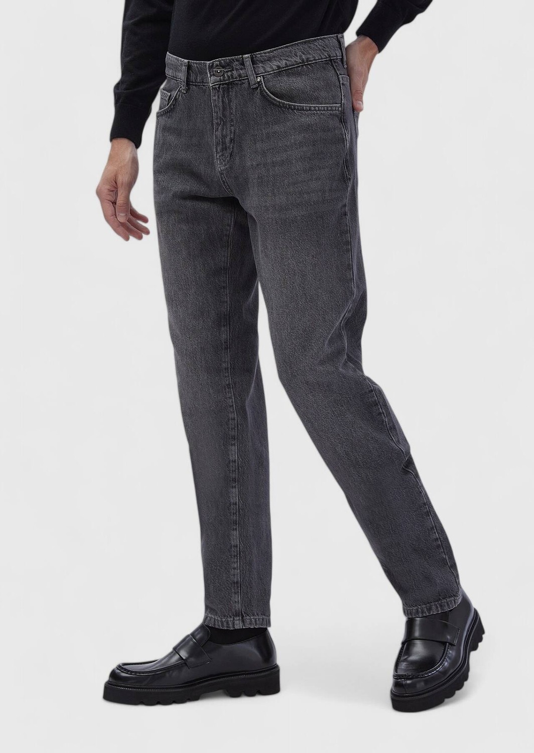 Ramsey Koyu Gri Düz Regular Fit Denim %100 Pamuk Pantolon görsel 3