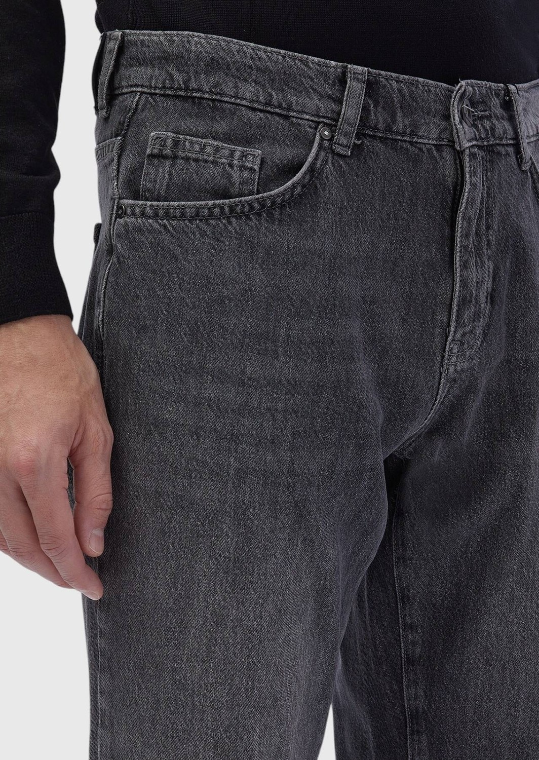 Ramsey Koyu Gri Düz Regular Fit Denim %100 Pamuk Pantolon görsel 4