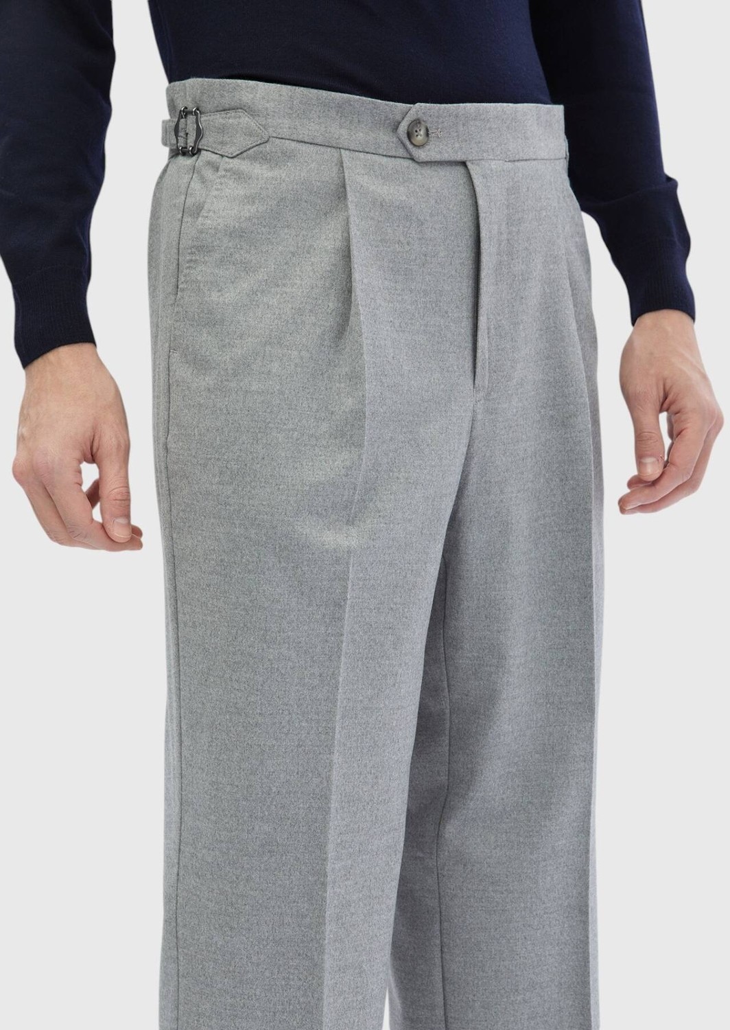 Ramsey Gri Düz Dokuma Loose Fit Casual Pantolon görsel 3