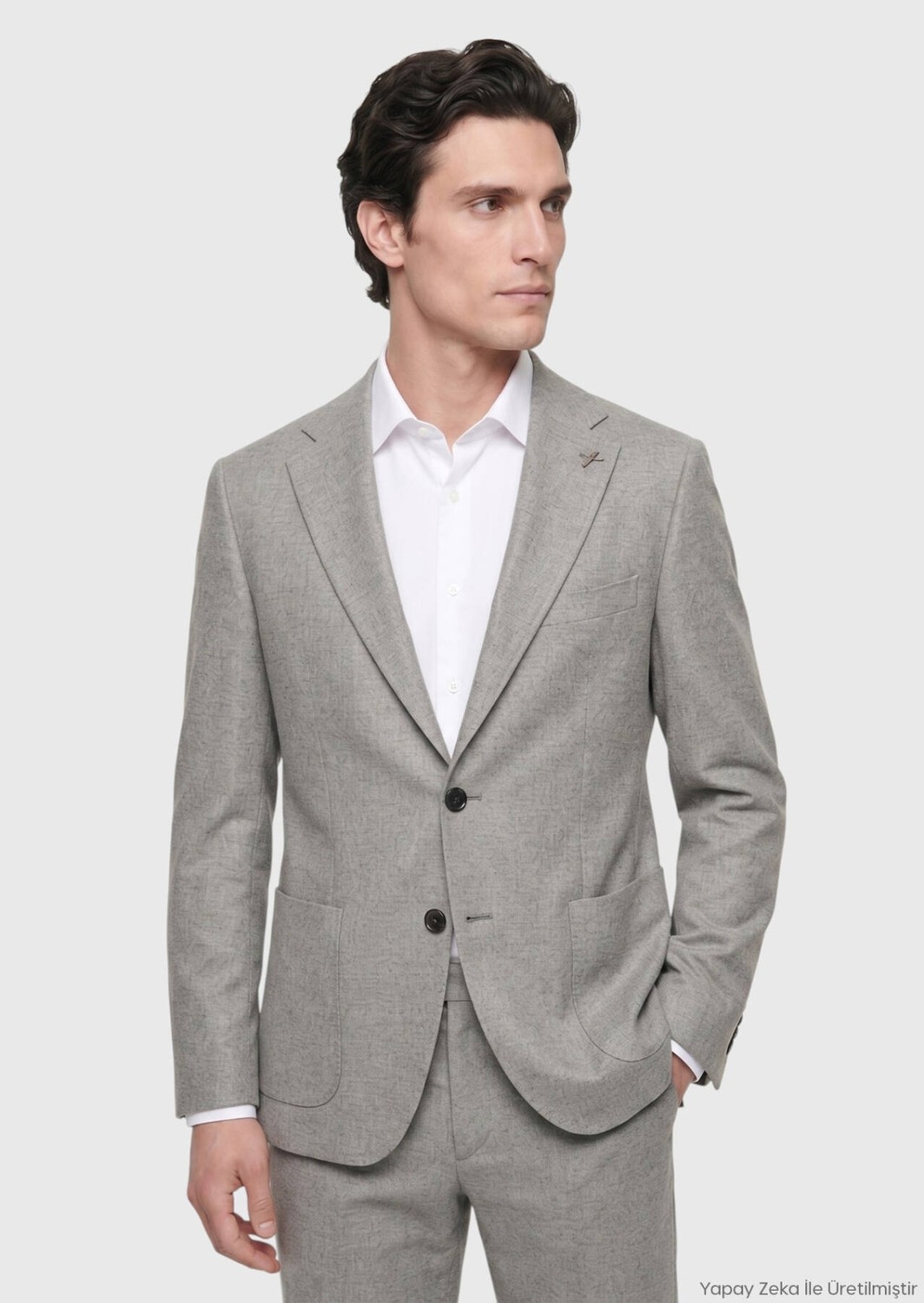 Ramsey Açık Kahve Desenli Zeroweight Slim Fit %100 Yün Takım Elbise görsel 2