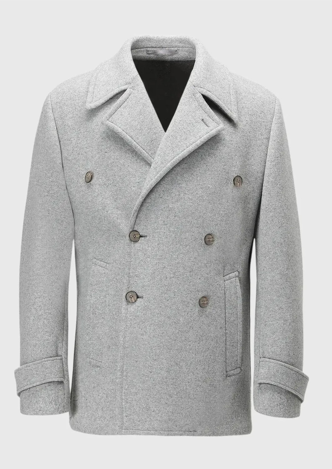 Ramsey Gri Slim Fit Kruvaze Yaka Casual Örme Palto görsel 6