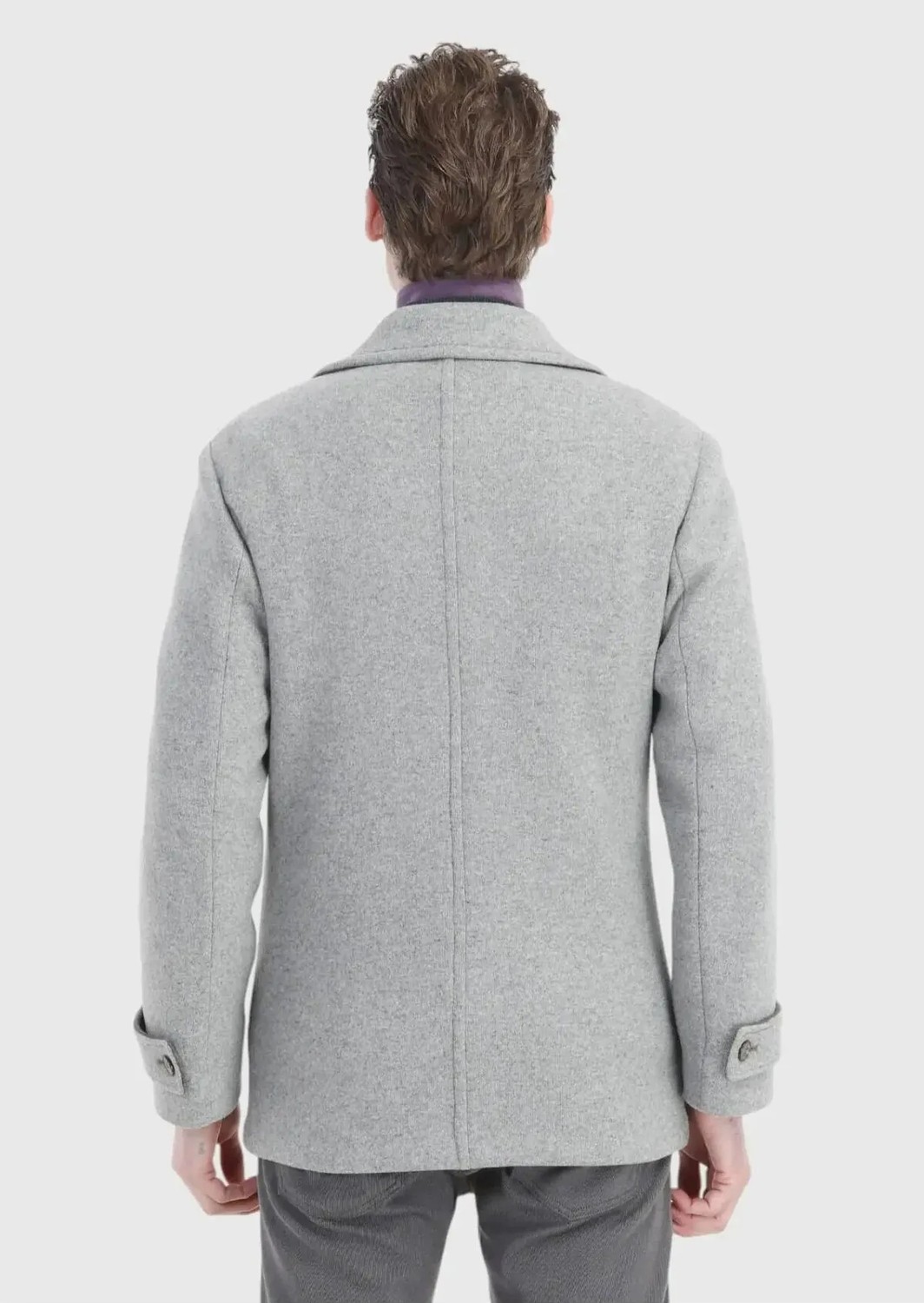 Ramsey Gri Slim Fit Kruvaze Yaka Casual Örme Palto görsel 7