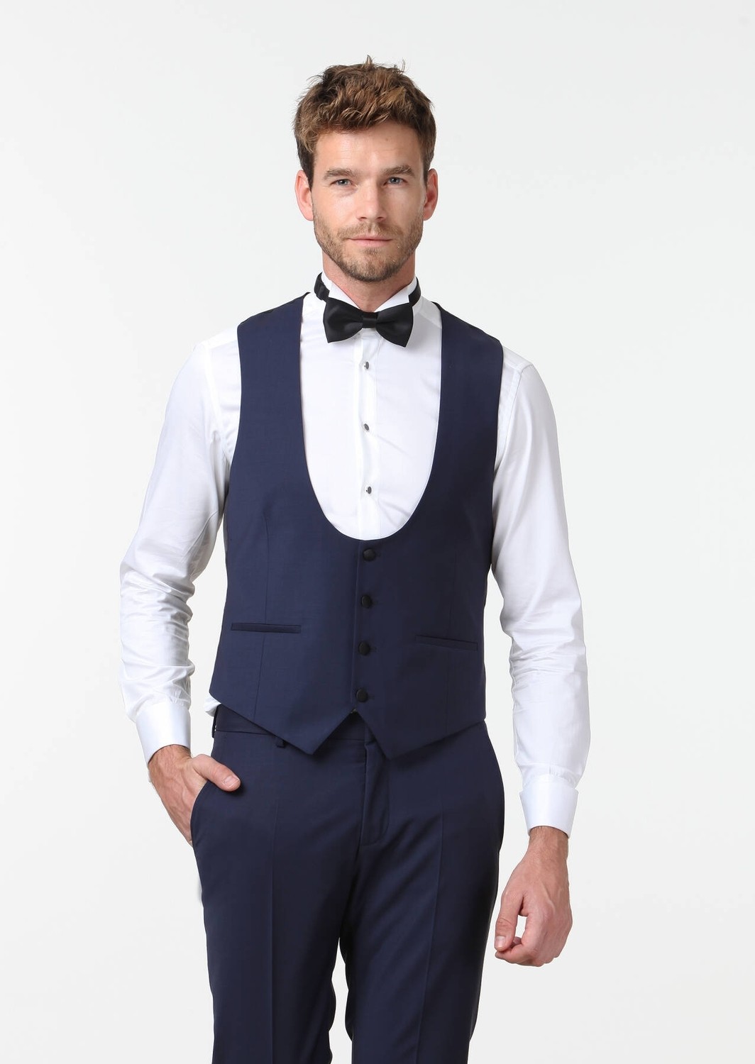 Ramsey Saks Slim Fit Kelebek Yaka Klasik Yelek