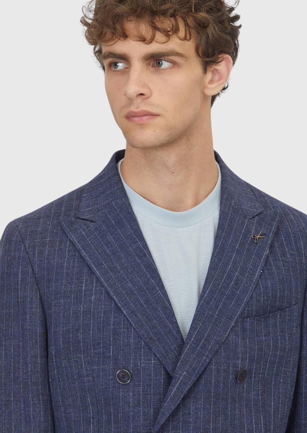 Ramsey Lacivert Çizgili Zeroweight Slim Fit Pamuk Karışımlı Takım Elbise görsel 3