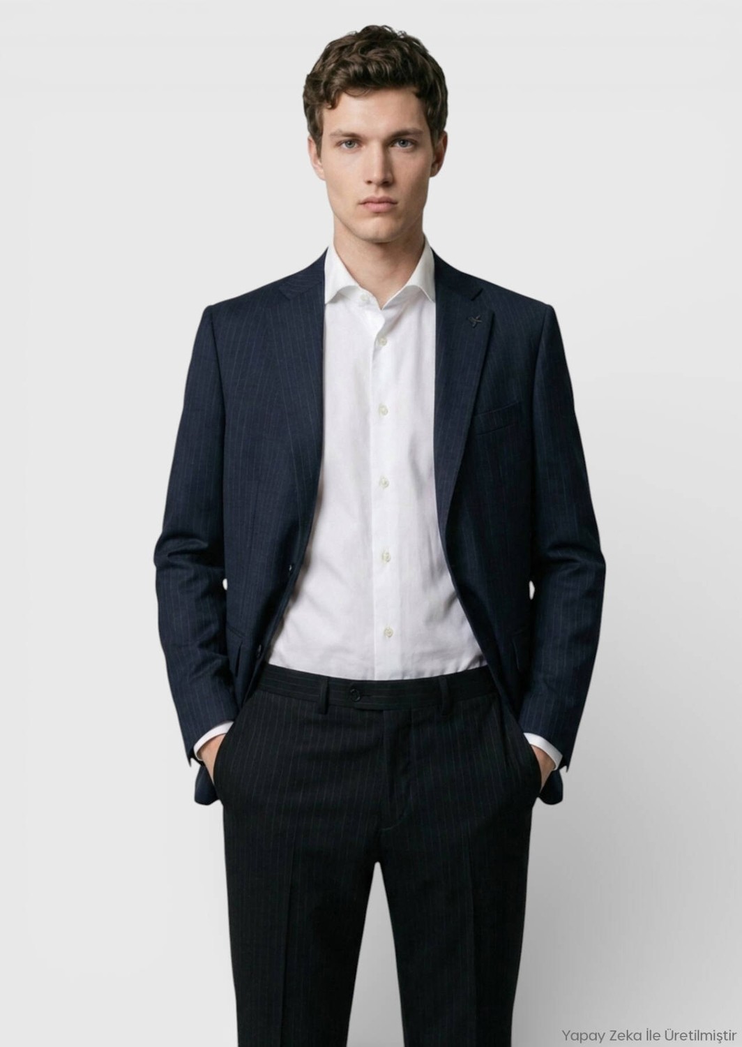 Ramsey Antrasit Çizgili Modern Fit %100 Yün Takım Elbise görsel 2