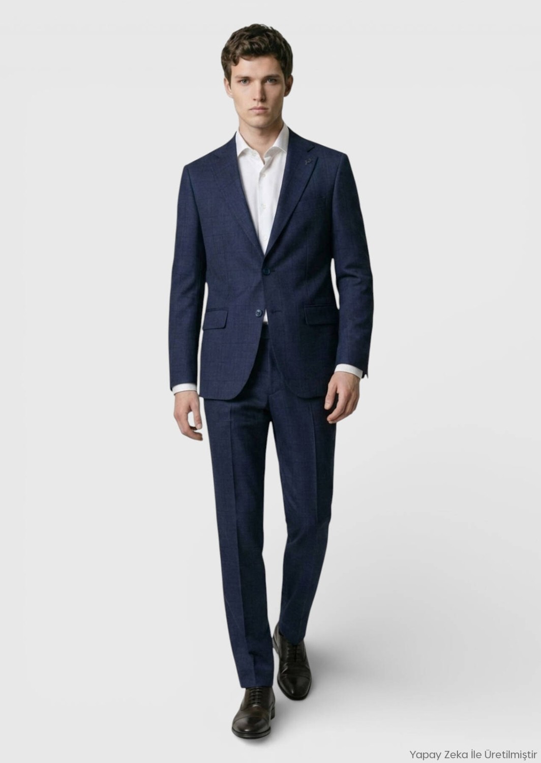 Ramsey Lacivert Kareli Zeroweight Slim Fit %100 Yün Takım Elbise görsel 2