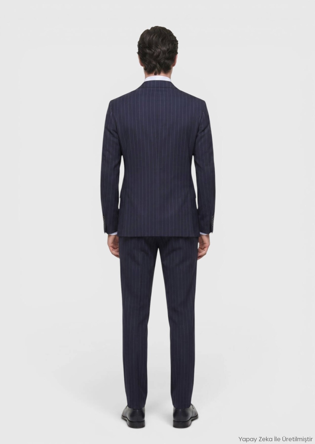 Ramsey Lacivert Çizgili Zeroweight Slim Fit %100 Yün Takım Elbise görsel 5