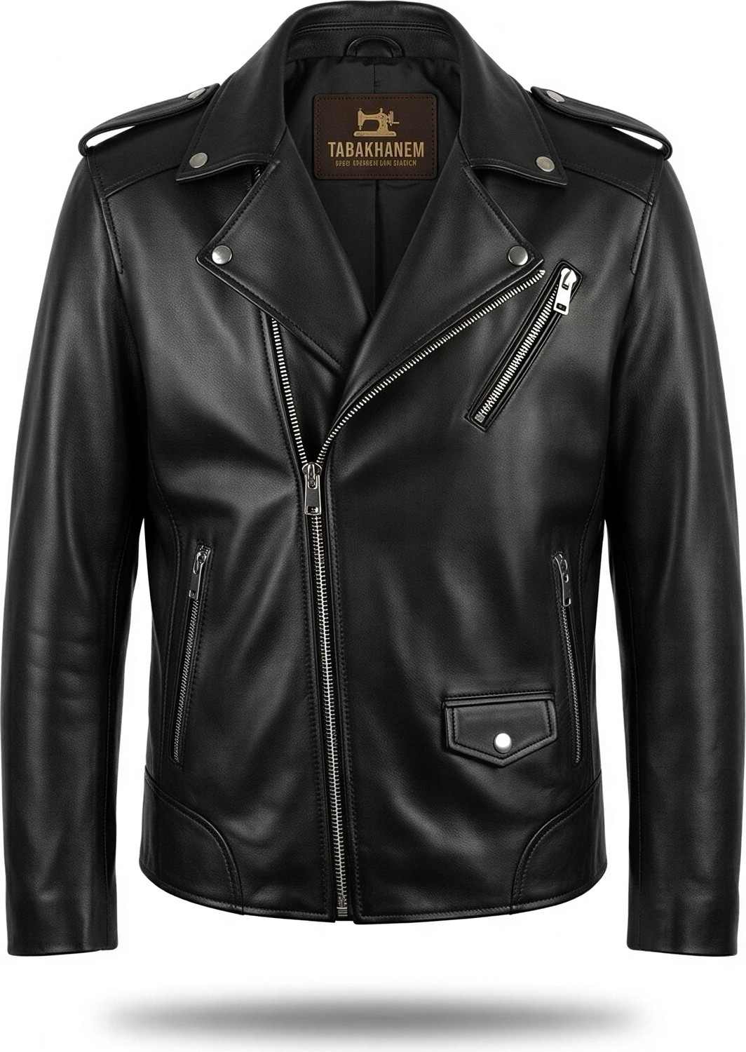 Tabakhanem Hugo %100 Hakiki Kuzu Derisi Erkek Slim Fit Biker Ceket