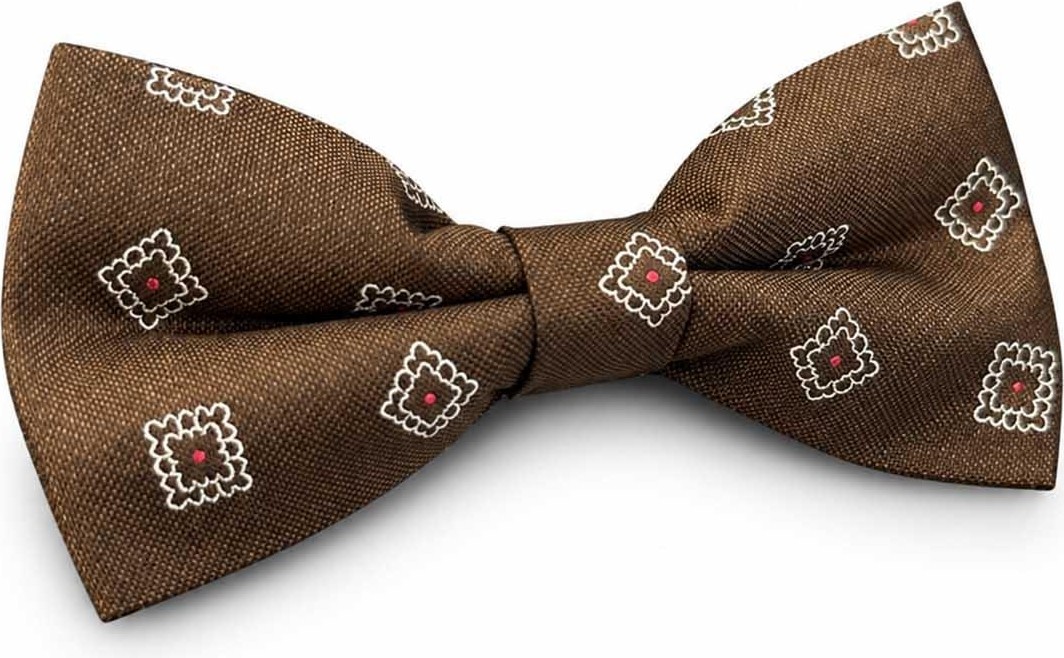 Kravatkolik Kahverengi Motif Ipek Papyon SB243 görsel 3