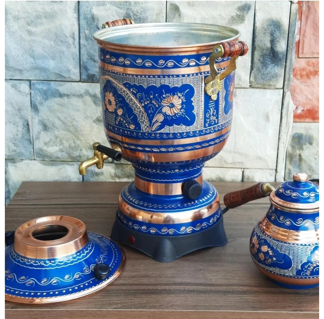 Resim Adya Market Erzincan El Işleme Elektrikli Bakır Semaver 