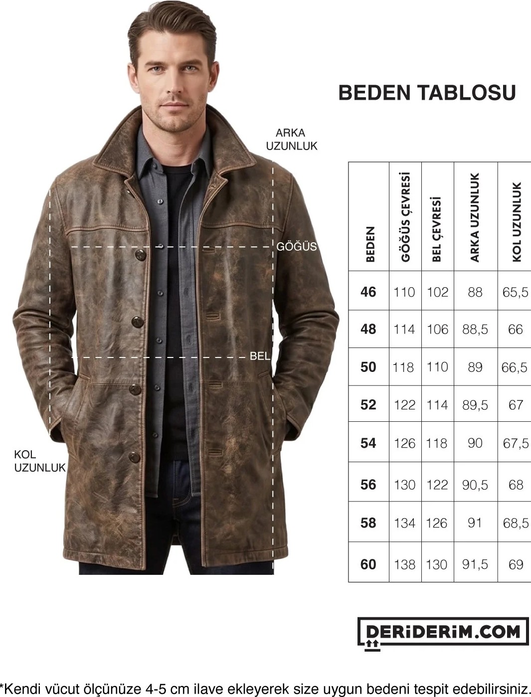 Deriderim Dean Winchester Hakiki Deri Erkek Kaban görsel 5