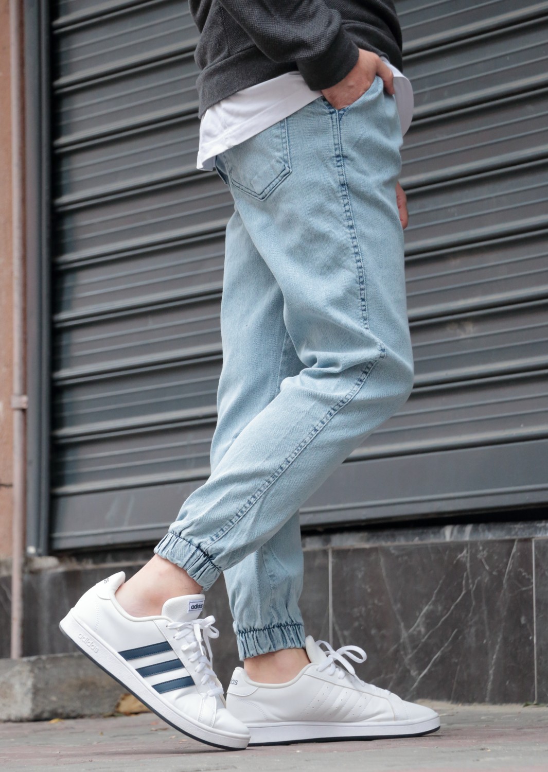 Greenpoll Erkek Siyah Jogger Kot Pantolon - Lastikli Bel ve Paça, Yıkamalı Denim