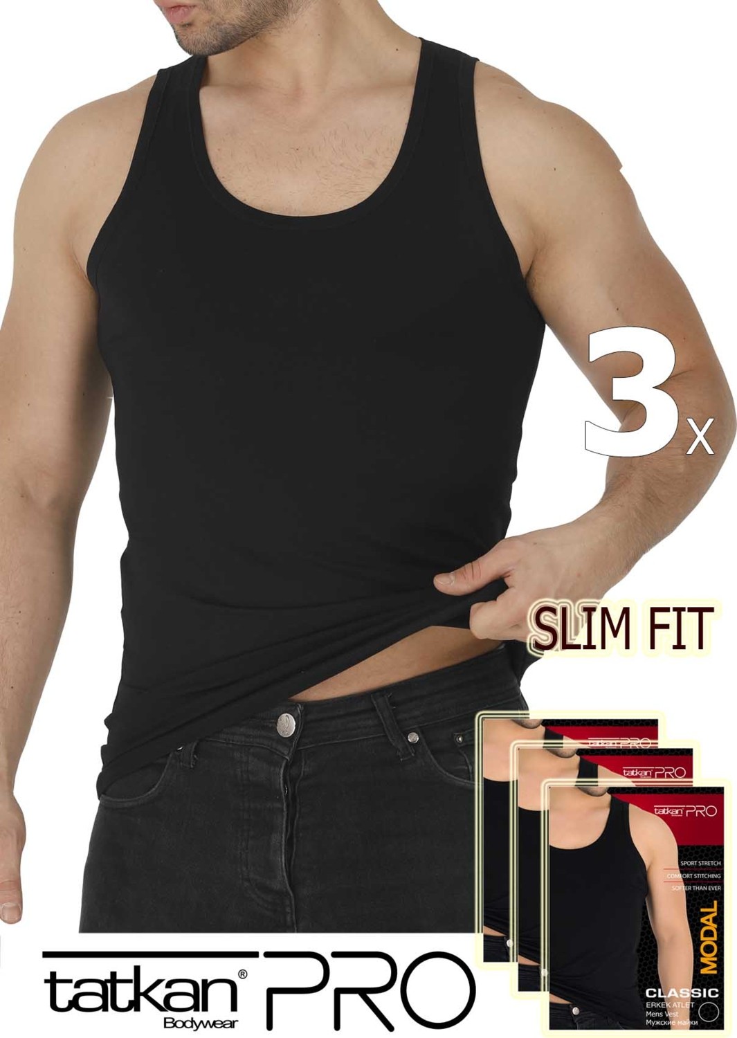 Tatkan Bodywear Tatkan - 3'lü - Askılı Penye Modal Classıc Atlet