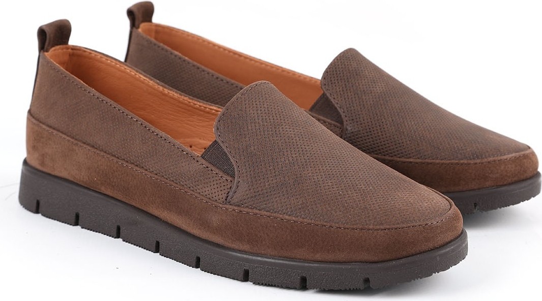 Libero L076.2274-1 Hakiki Süet Deri Lazer Dokulu Esnek Lastikli Kalın Taban Kadın Comfort Loafer görsel 3