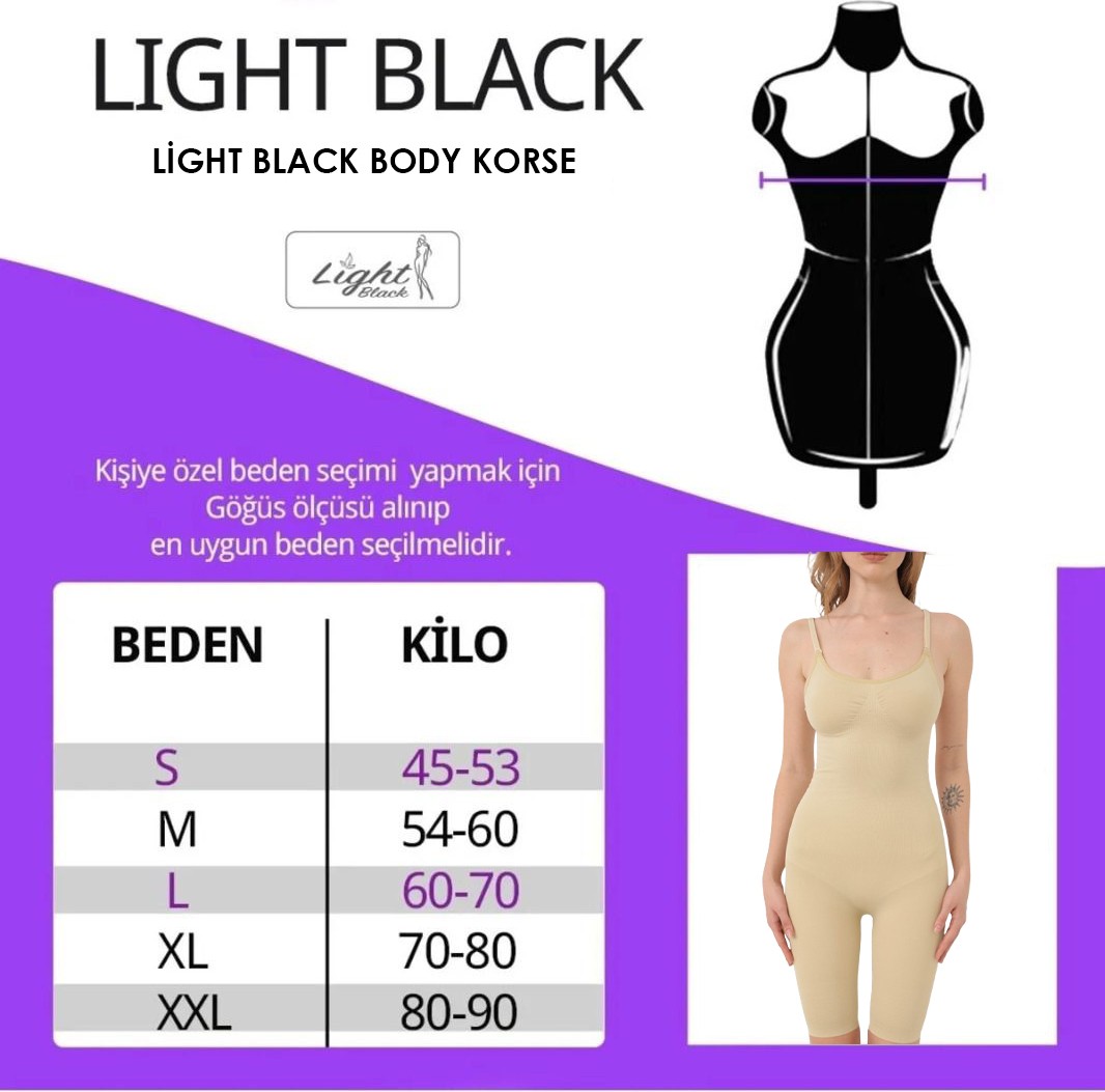 Light Black Lightblack - Doğum Sonrası - Toparlayıcı - Inceltici - Sıkılaştırıcı Full Body Korse görsel 2