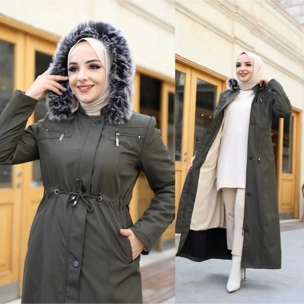 KMK Kombin Içi Tamamen Kürklü Su ve Rüzgar Geçirmez Battal Beden Spor Defile Büyük Beden Pardesü Mont