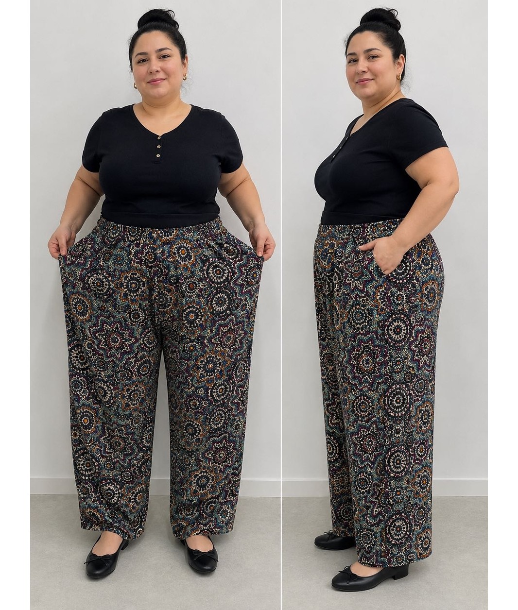 Store Büyük Beden Yazlık Penye Kadın Pantolon görsel 6