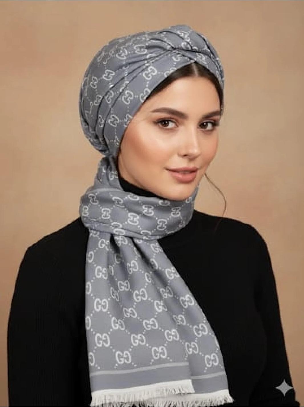 W White Stars G Desen Çift Taraflı Pamuklu Şal görsel 5