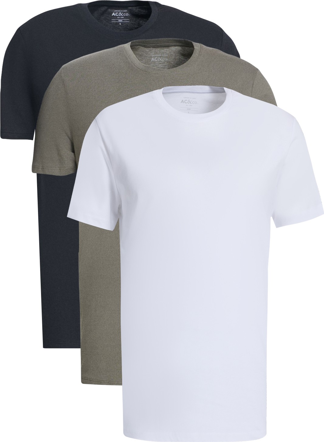 Altınyıldız Classics Erkek Haki-siyah-beyaz Slim Fit Bisiklet Yaka 3'lü %100 Pamuk Basic Tişört Paketi