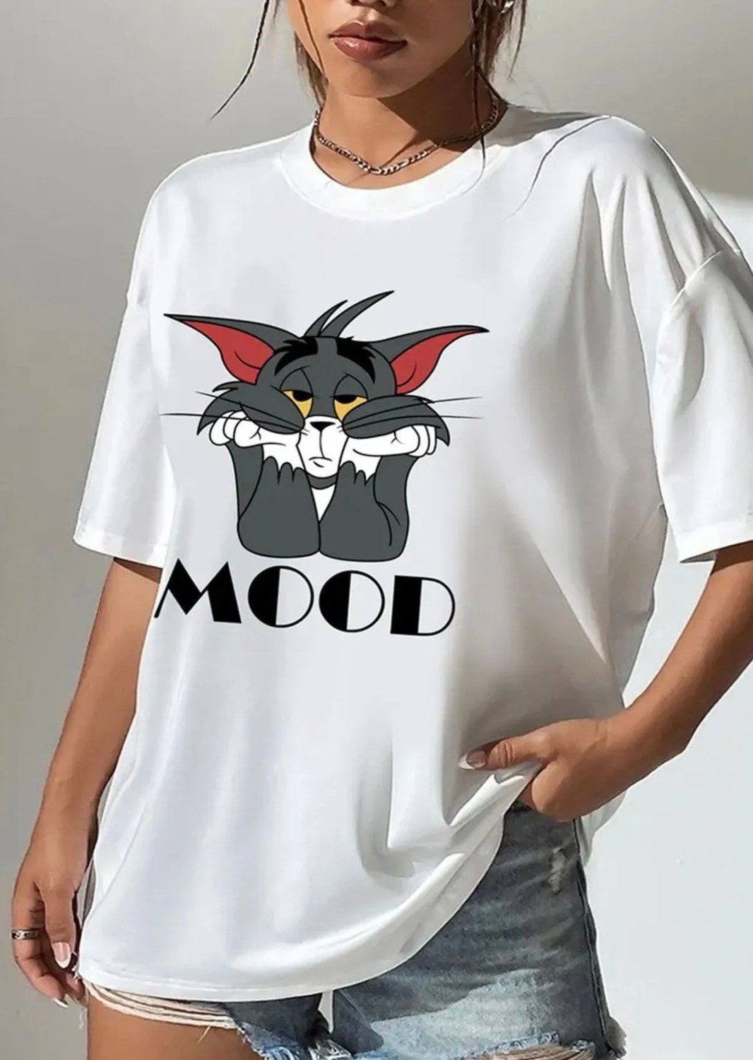 Amor Man Büyük Beden Özel Tasarım Mod Baskılı Ter Tutmayan Pamuk Süper Oversize Kadın T-Shırt görsel 2