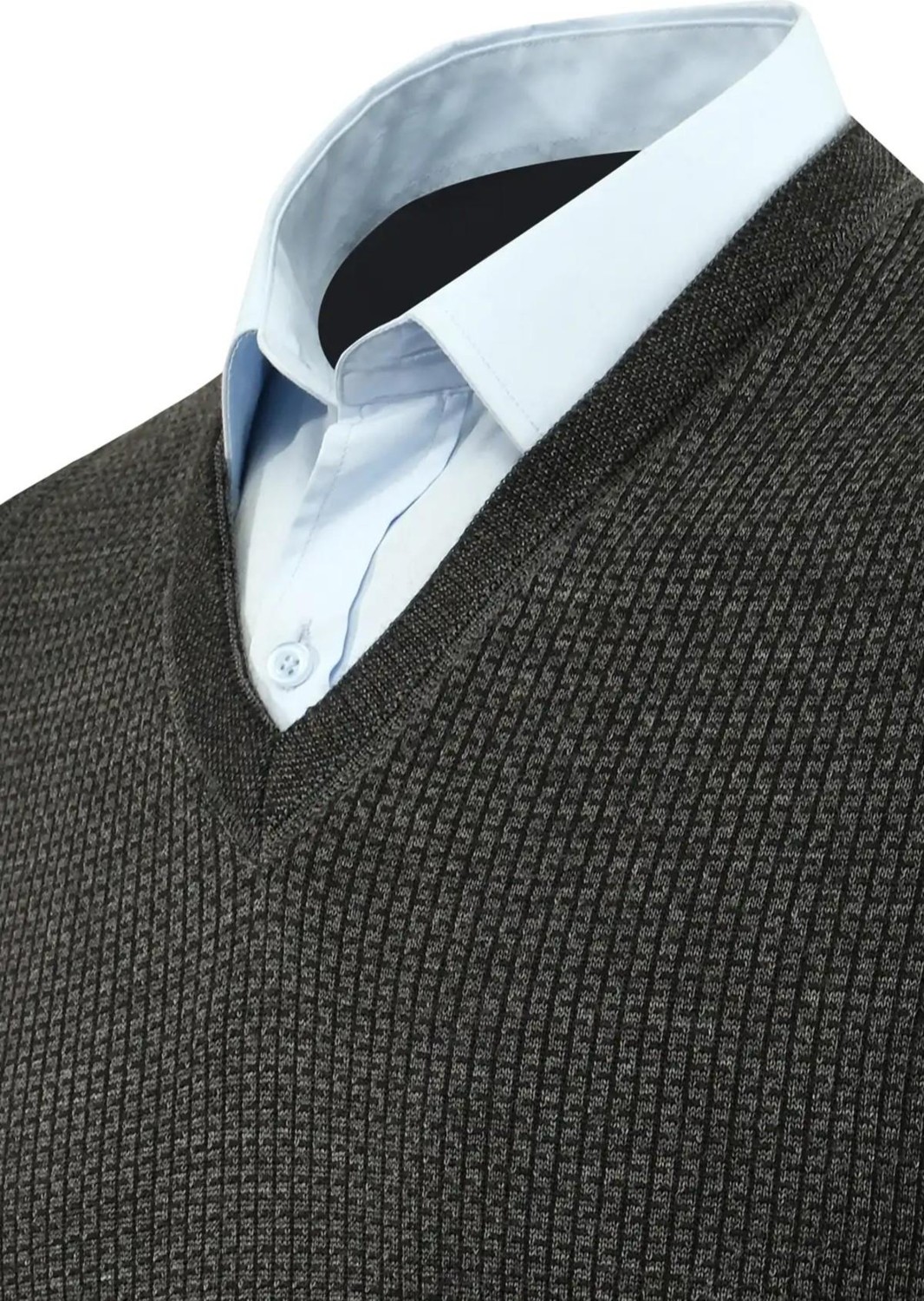 Çizgi Triko Erkek V Yaka Süveter Çelik Örgü Regular Kalıp 5208H BGL-ST04960 görsel 4