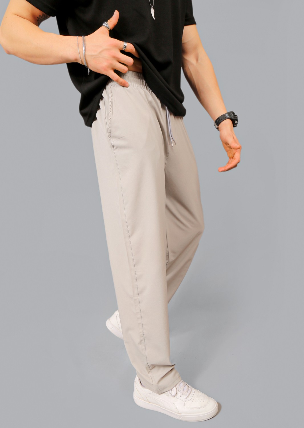 EYDAMOON #yokgibi Baggy Tarz Paraşüt Kumaş Bol Paça Spor Eşofman Altı görsel 4
