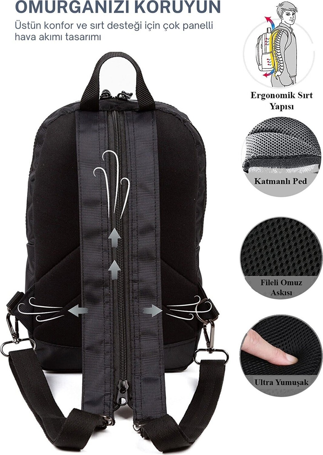 Newish Polo Tek Kol Çapraz Göğüs ve Omuz Sırt Çantası-Body Bag görsel 2